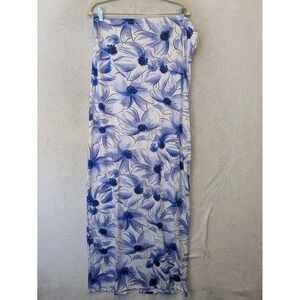Absolutely It!! Womens 3X Blue White Floral Maxi Skirt Stretch NWT